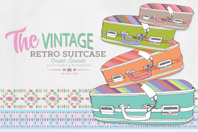 the-vintage-retro-hand-drawn-suitcase-clipart-collection