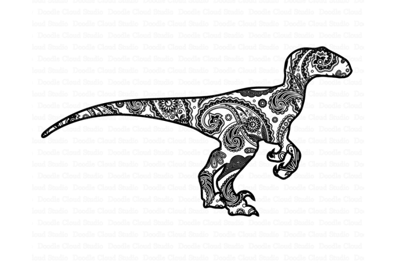 Mandala Dinosaur SVG, Raptor Mandala svg, By Doodle Cloud Studio
