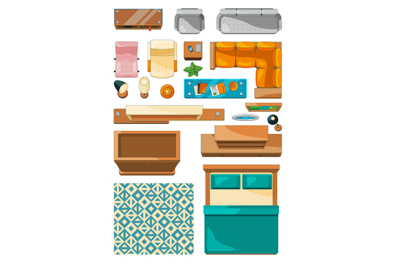 different-icons-of-furniture-top-view