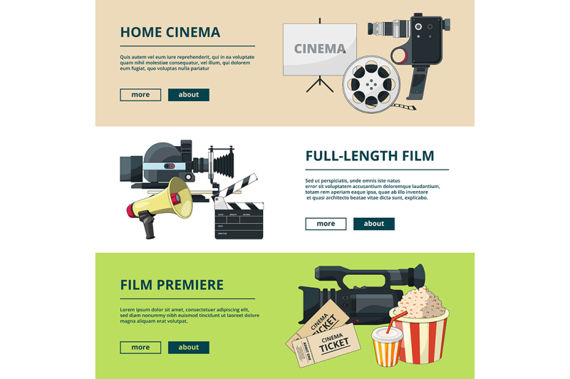 horizontal-banners-set-with-cinema-compositions