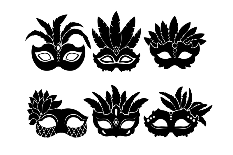 monochrome-black-illustrations-of-carnival-masks