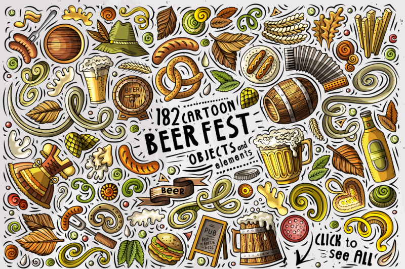 beer-fest-cartoon-objects-set