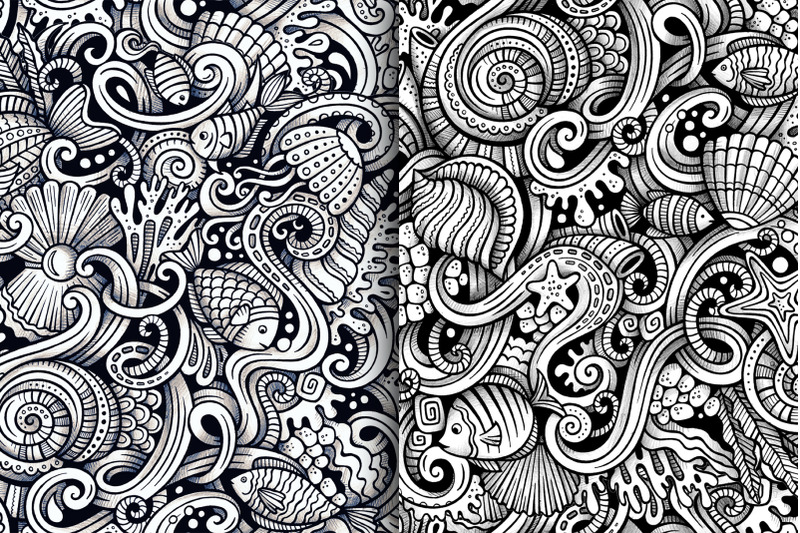 sea-life-graphic-doodles-patterns