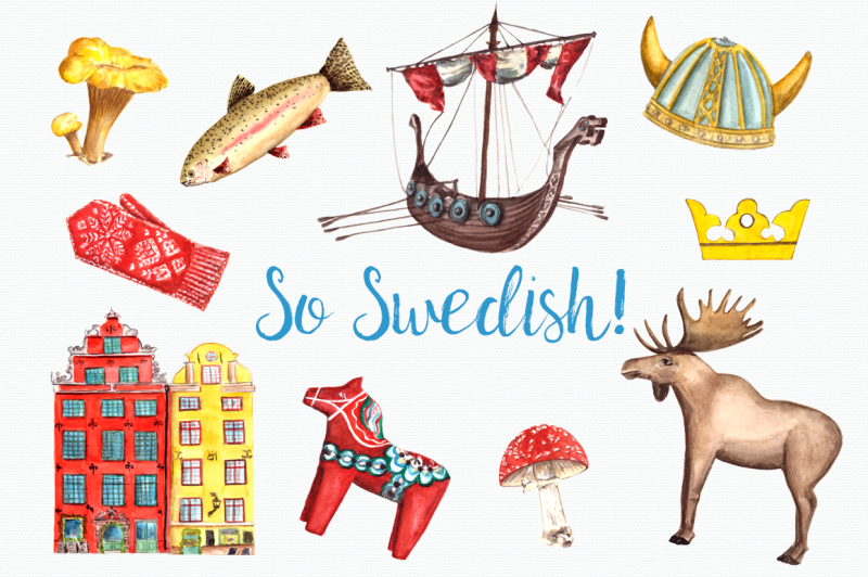 so-swedish-watercolor-clip-art-set