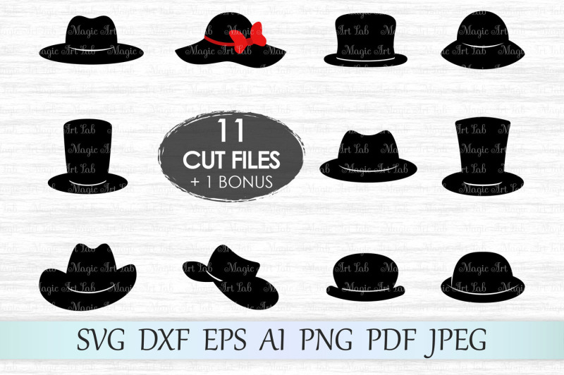 Download Hats, Top hat SVG, DXF, EPS, AI, PNG, PDF, JPEG By MagicArtLab | TheHungryJPEG.com