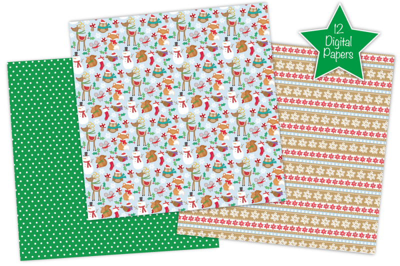 christmas-digital-papers-woodland-christmas-patterns