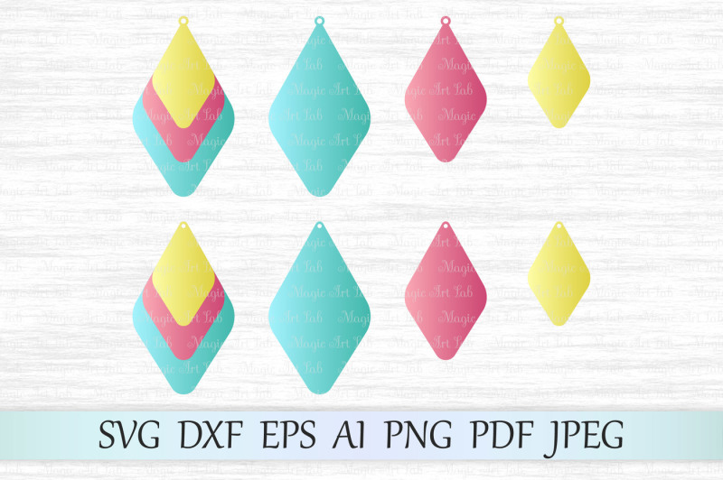 Rhombus earrings, Stacked earrings SVG, DXF, EPS, AI, PNG, PDF, JPEG By