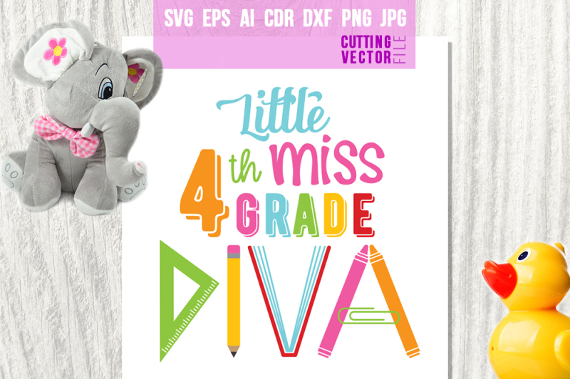 little-miss-4th-grade-diva-svg-eps-ai-dxf-png-jpg