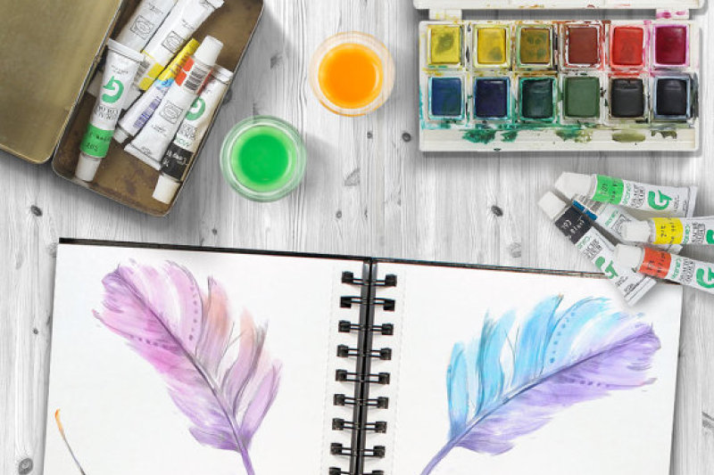 watercolor-feathers