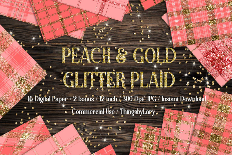 16-luxury-gold-and-peach-glitter-plaid-tartan-digital-papers