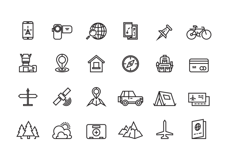 tourism-transportation-and-traveling-line-vector-icons