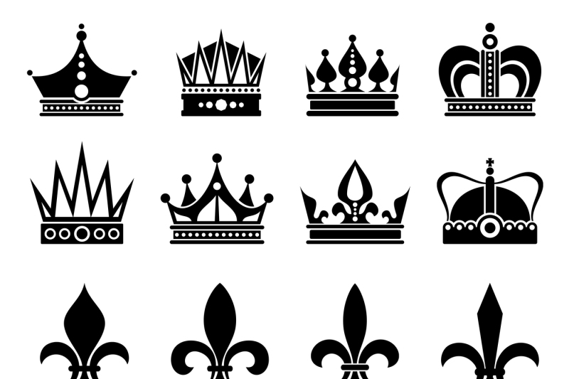 crown-and-fleur-de-lis-lily-flowers-icons