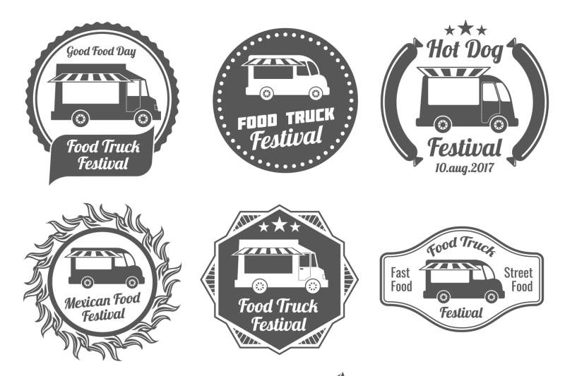 food-truck-festival-vintage-emblems-and-logos-vector-set