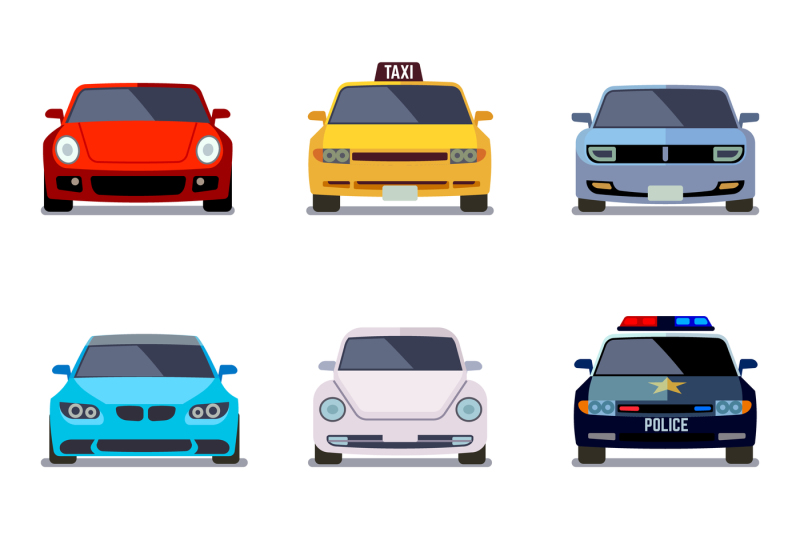 car-flat-vector-icons-in-front-view