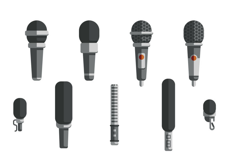 microphones-and-dictaphone-vector-flat-icons