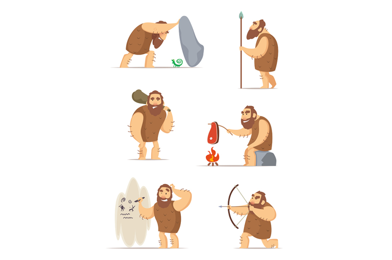 caveman-and-different-action-poses
