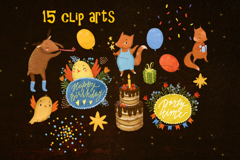 happy-birthday-set-clip-art-animals