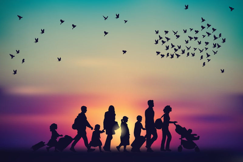 emigration-family-sky-and-birds-silhouette