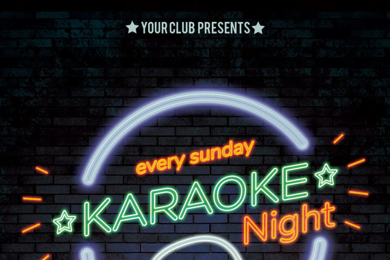 Karaoke Night Neon Party Flyer By Artolus Thehungryjpeg Com