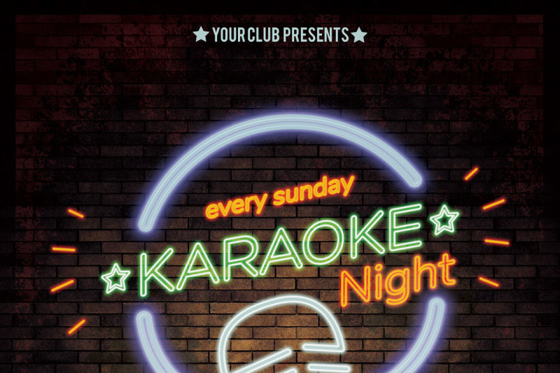 karaoke-night-neon-party-flyer