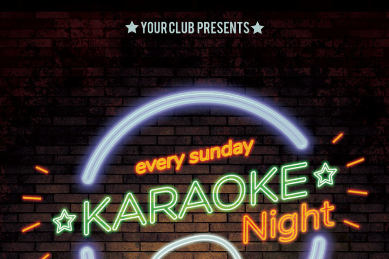 karaoke-night-neon-party-flyer