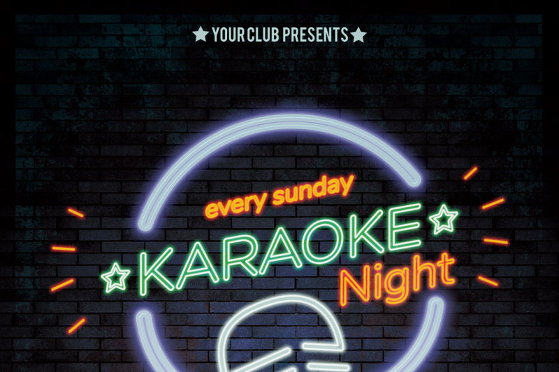 karaoke-night-neon-party-flyer