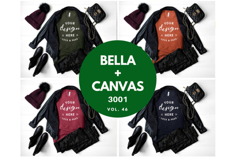 Free Fall Bella Canvas 3001 Autumn TShirt Mockup Bundle Fall T-Shirt Mockup (PSD Mockups)