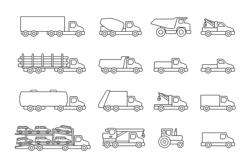 trucks-icons-set