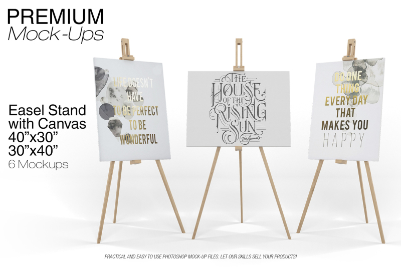 Download Easel Stand with Canvas 40x30&quot; and 30x40&quot; PSD