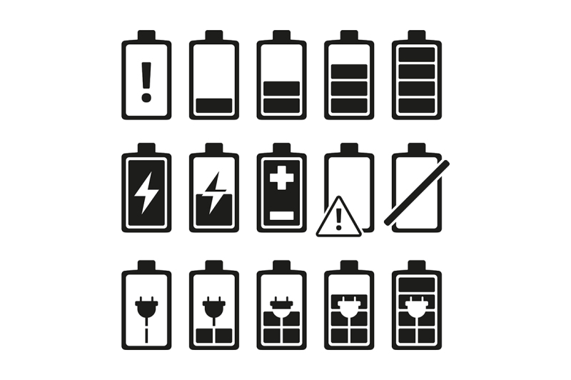 monochrome-pictures-of-smartphone-battery-in-different-levels