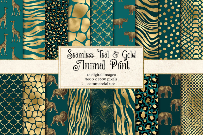 teal-and-gold-safari-animal-skins