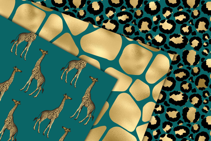 teal-and-gold-safari-animal-skins