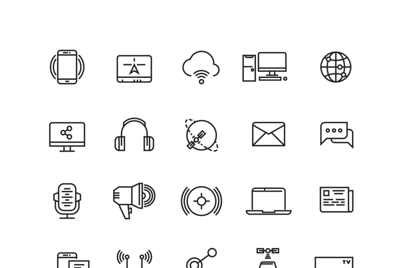 media-and-communication-line-vector-icons