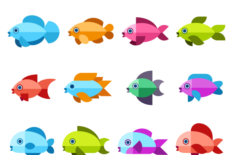 fish-vector-flat-icons-set