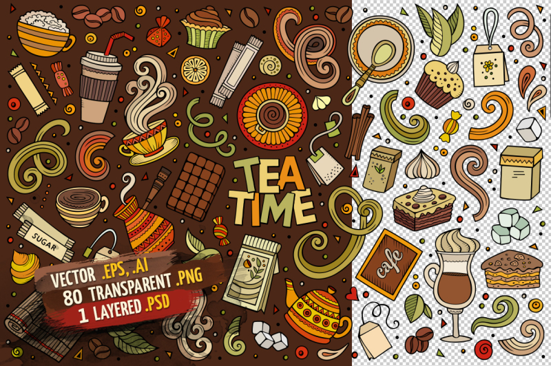 tea-time-objects-amp-symbols-set
