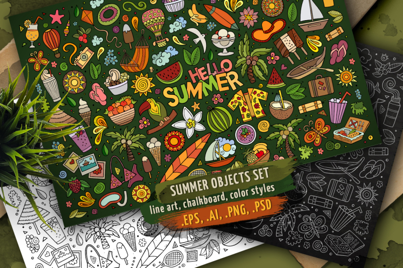 summer-objects-amp-symbols-set