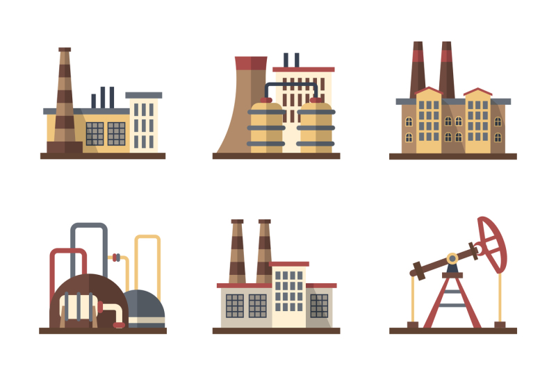 factory-industrial-building-and-manufacturing-plants-vector-flat-icons