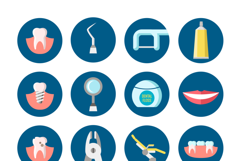 dental-clinic-services-flat-vector-icons