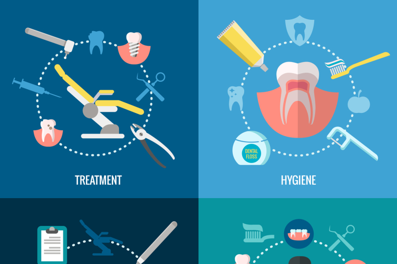 teeth-care-dental-services-vector-concepts-set