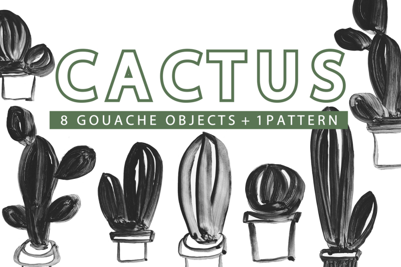 cactus-gouache-illustrations-pack