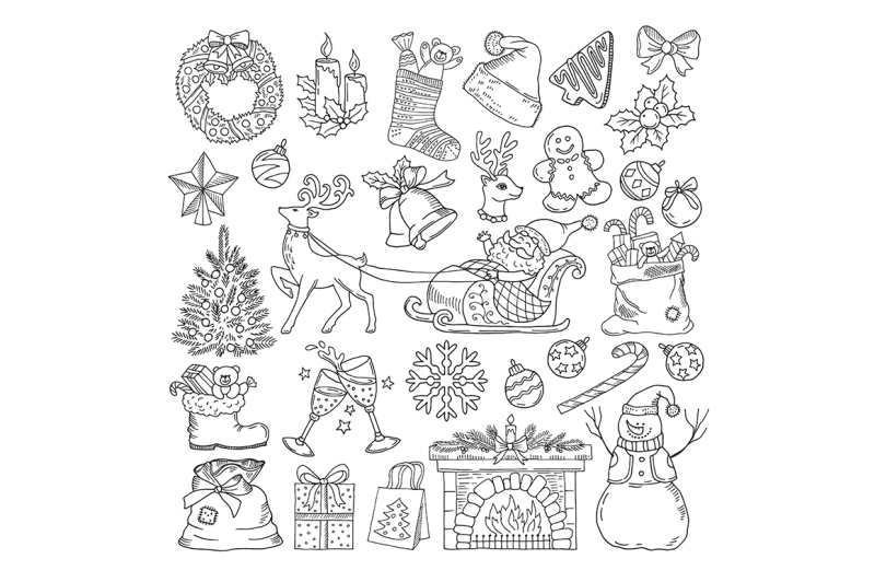 different-winter-holidays-objects-christmas-party-icons-collection