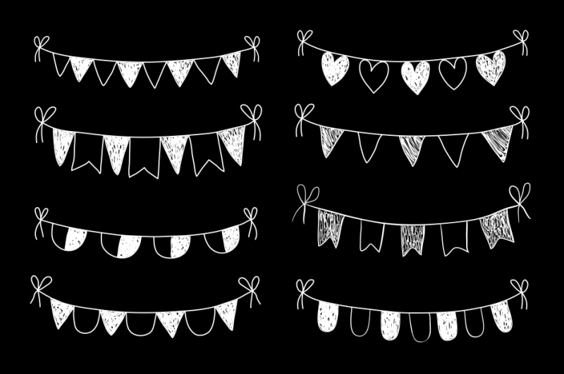 chalkboard-bunting-clipart-white-hand-drawn-doodle-flags-clip-art