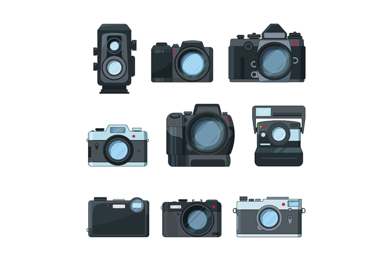 dslr-photo-cameras-vector-set-in-cartoon-style