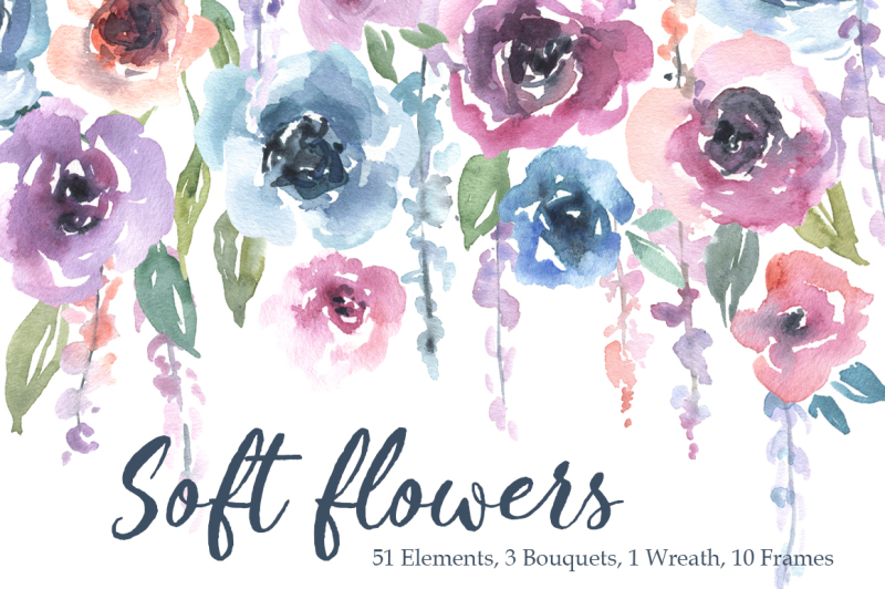 watercolor-pink-blue-flowers-bouquet