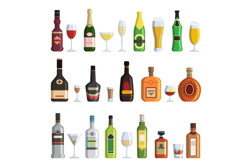 illustrations-of-alcoholic-bottles-and-glasses-in-cartoon-style