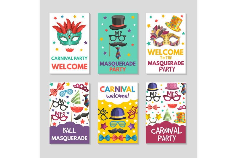 banners-or-cards-set-with-illustrations-of-funny-tools-for-masquerade