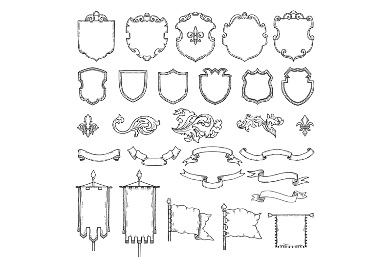 illustrations-of-armed-medieval-vintage-shields