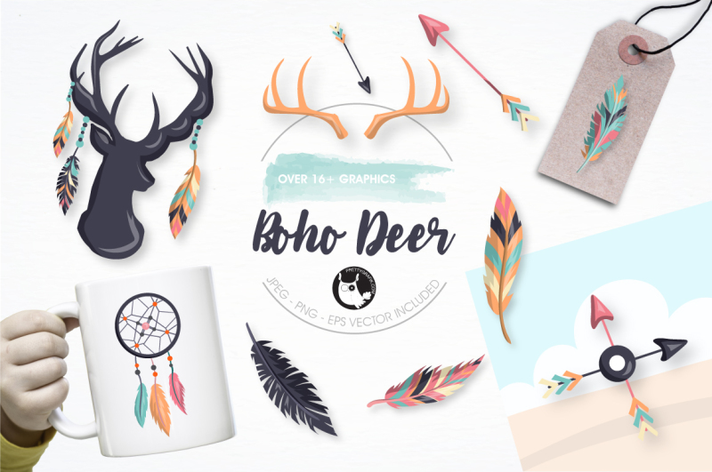 boho-deer-graphics-and-illustrations