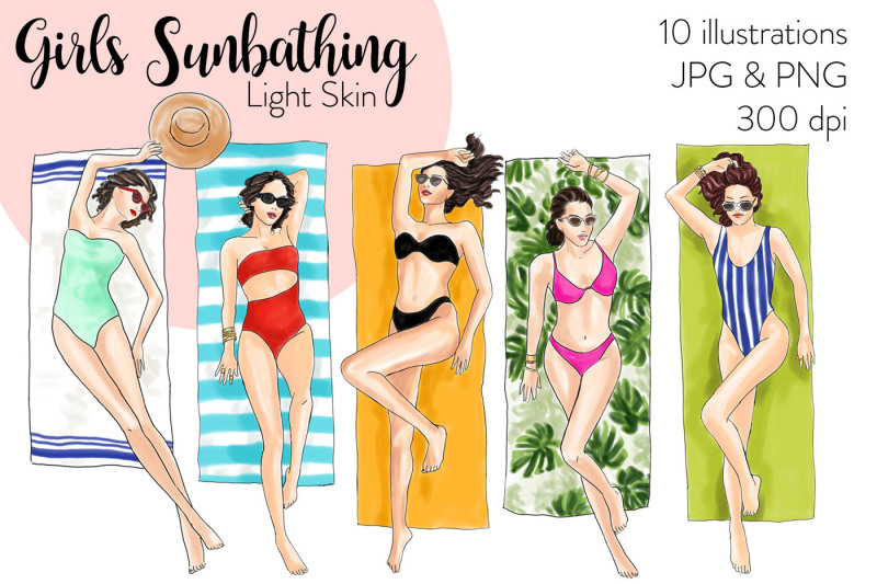 watercolor-fashion-clipart-girls-sunbathing-light-skin