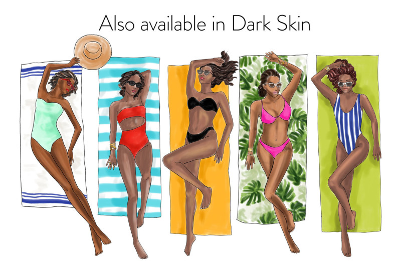 watercolor-fashion-clipart-girls-sunbathing-light-skin